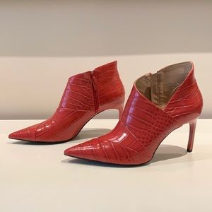 Zara red high heeled booties
